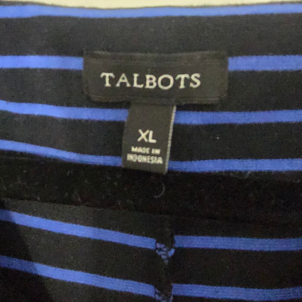 Talbots Blue Stripe Jersey Knit Shift Dress Sleeveless Stretch boatneck Size XL - Picture 5 of 8